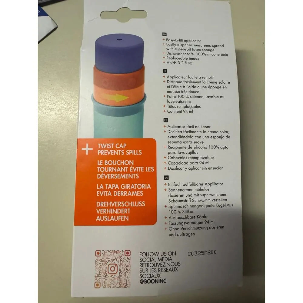 Boon Yuvi Sunscreen Applicator for Kids Refillable & Spill Proof Kids 3.2 fl Oz